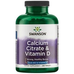 Кальций цитрат и витамин D Calcium Citrate & Vitamin D Swanson 250 таблеток