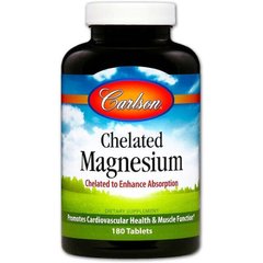 Магній хелат Chelated Magnesium Carlson Labs 180 таблеток