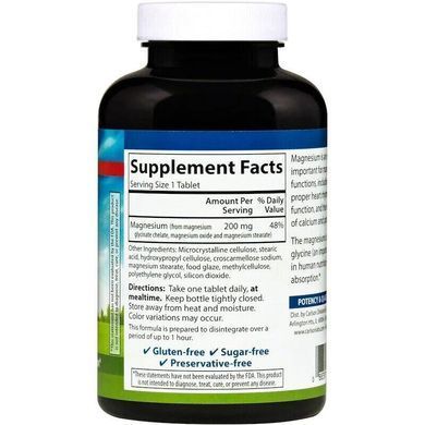 Магний хелат Chelated Magnesium Carlson Labs 180 таблеток