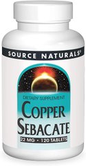 Мідь Copper Sebacate Source Naturals 22 мг 120 таблеток