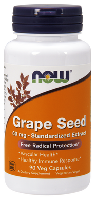 Экстракт виноградных косточек Grape Seed Now Foods 60 мг 90 капсул