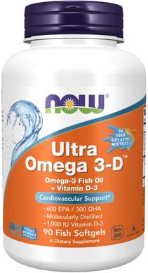 Фотография - Ультра Омега 3 і вітамін D Ultra Omega 3-D Now Foods 90 капсул