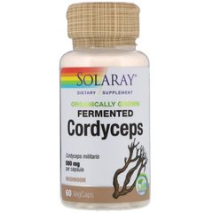 Фотография - Органически выращенный ферментированный кордицепс Organically Grown Fermented Cordyceps Solaray 500 мг 60 капсул