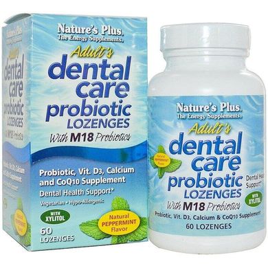 Гигиена полости рта с пробиотиком Dental Care Nature's Plus мята 60 леденцов