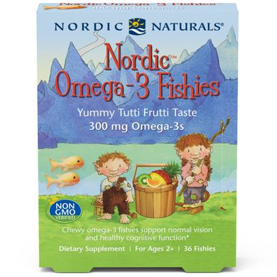 Фотография - Рыбий жир для детей Nordic Omega-3 Fishies Nordic Naturals фрукты 300 мг 36 конфет