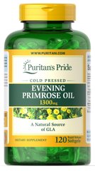 Олія вечірньої примули з ГЛК Evening Primrose Oil Puritan's Pride 1300 мг 120 гелевих капсул