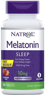 Фотография - Мелатонін Melatonin Fast Dissolve Natrol полуниця 10 мг 60 таблеток