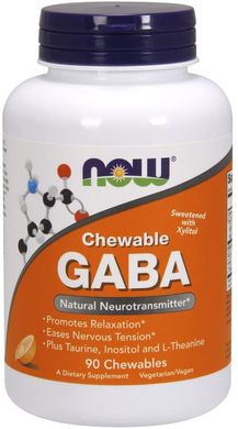 Фотография - Гамма-аминомасляная кислота GABA Now Foods апельсин 90 жевательных таблеток
