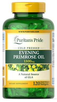 Олія вечірньої примули з ГЛК Evening Primrose Oil Puritan's Pride 1300 мг 120 гелевих капсул