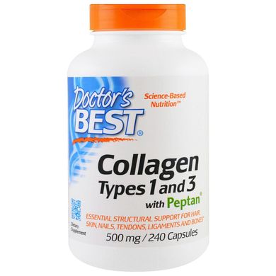 Коллаген 1 и 3 типа Best Collagen Types 1&3 Doctor's Best 500 мг 240 капсул