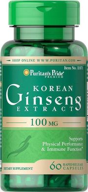 Фотография - Корейский женьшень Korean Ginseng Standardized Puritan's Pride 100 мг 60 капсул