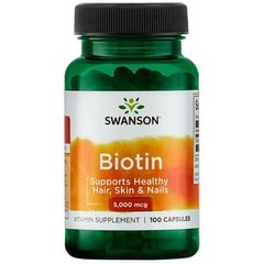 Вітамін В7 Биотин Biotin Swanson 5000 мкг 100 капсул