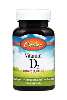 Фотография - Вітамін D3 Vitamin D3 Carlson Labs 4000 МО 100 мкг 120 капсул
