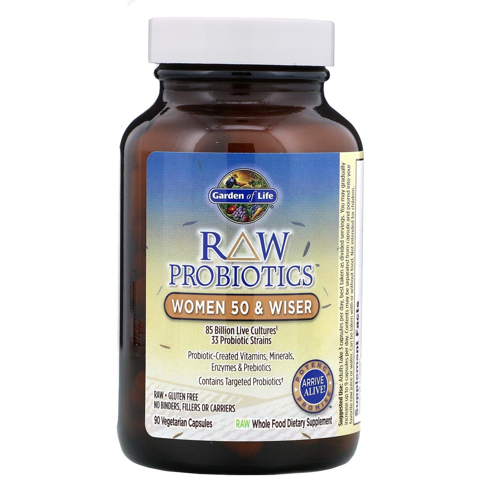 Пробиотики отзывы. Garden of Life Raw probiotics women 50 Wiser. Пробиотик для женщин после 50. Витамины пробиотики, пребиотики для женщин 50 лет.