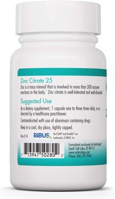 Цитрат цинка Zinc Citrate Nutricology 25 мг 60 капсул