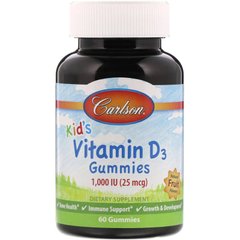 Фотография - Вітамін D3 для дітей Vitamin D3 Gummies Carlson Labs 1000 МО фрукти 60 жувальних цукерок