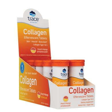 Колаген Collagen Effervescent Tablets Trace Minerals персик манго 80 шиплячих таблеток