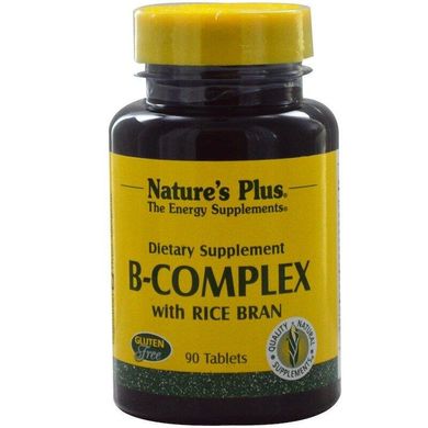 Комплекс витаминов В с рисовыми отрубями B-Complex With Rice Bran Nature's Plus 90 таблеток