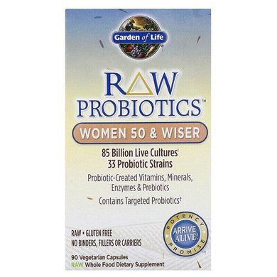 Пробиотики для женщин 50+ Raw Probiotics Women 50 and Wiser Garden of Life 90 капсул