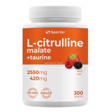 Цитруллин L-Citruline Malate + Taurine Sporter ягоды 300 г