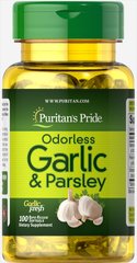 Часник та петрушка Odorless Garlic & Parsley Puritan's Pride без запаху 500 мг/100 мг 100 капсул