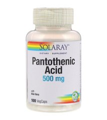 Вітамін В5 Пантотенова кислота Pantothenic Acid Solaray 500 мг 100 капсул