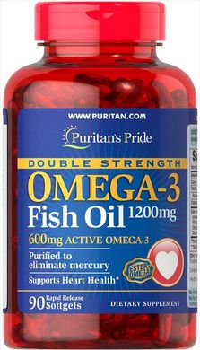 Фотография - Омега-3 рыбий жир Omega-3 Fish Oil Puritan's Pride двойная сила 1200 мг 600 мг активного 90 капсул