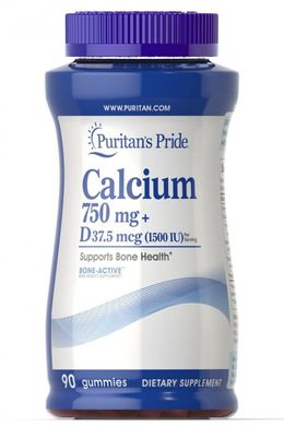 Кальций Витамин D3 Calcium + Vitamin D Puritan's Pride 90 жевательных таблеток