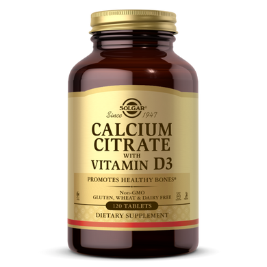 Кальцій цитрат та вітамін D3 Calcium Citrate with Vitamin D3 Solgar 250 мг/150 МО 120 таблеток
