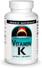 Фотография - Вітамін К Vitamin K Source Naturals 500 мкг 200 таблеток