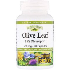 Екстракт листя оливи Olive Leaves 500 мг Natural Factors 90 капсул