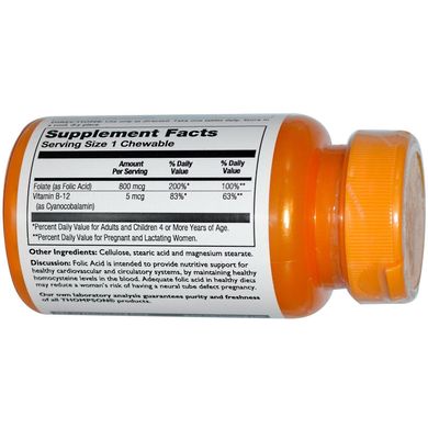 Фотография - Витамин В9 Фолиевая кислота и В12 Folic Acid Plus B-12 Thompson 800 мкг 30 таблеток