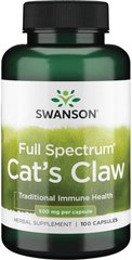Котячий кіготь Cat's Claw Swanson 500 мг 100 капсул