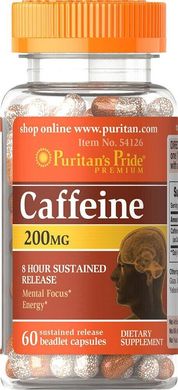 Фотография - Кофеин Caffeine 8-Hour Sustained Release Puritan's Pride 200 мг 60 капсул