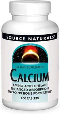 Кальций в аминокислотном хелате Calcium Amino Acid Chelate Source Naturals 100 таблеток
