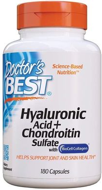 Фотография - Гиалуроновая кислота с хондроитином Hyaluronic Acid + Chondroitin Sulfate with BioCell Collagen Doctor's Best 180 капсул