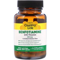 Фотография - Бенфотиамин с коферментом B1 Benfotiamine with Thiamin Country Life 150 мг 60 капсул