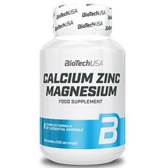 Кальций Магний Цинк Calcium Magnezium Zinc BioTech USA 100 таблеток