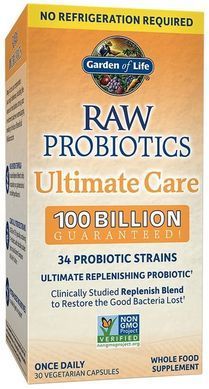 Пробіотики RAW  Probiotics Ultimate Care Garden of Life 100 млрд 30 капсул