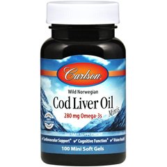 Фотография - Риб'ячий жир з печінки тріски Cod Liver Oil Minis Carlson Labs 250 капсул