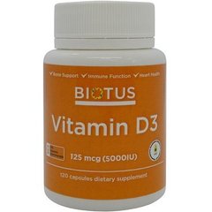 Фотография - Вітамін D3 Vitamin D3 Biotus 5000 МЕ 120 капсул