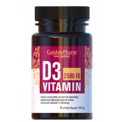 Фотография - Вітамін D3 Vitamin D3 Golden Pharm 2500 МО 90 капсул