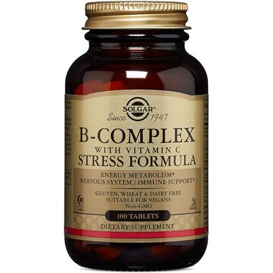 Вітаміни групи В + С B-Complex with Vitamin C Stress Formula Solgar 100 таблеток