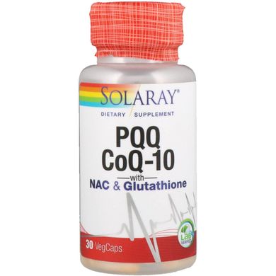 Пирролохинолинхинон коензим Q10 ацетилцистеїн та глутатіон PQQ CoQ-10 with NAC & Glutathione Solaray 30 капсул