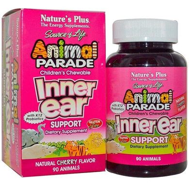 Фотография - Вітаміни для дітей Animal Parade Childrens Chewable Inner Ear Support Nature's Plus вишня 90 цукерок