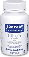 Фотография - Литий (оротат) Lithium (Orotate) Pure Encapsulations 5 мг 90 капсул