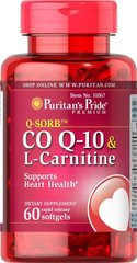 Фотография - Коензим Q-10 + L-карнітин Q-SORB™ Co Q-10 plus L-Carnitine Puritan's Pride 250 мг 60 капсул
