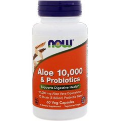 Алое віра 10000 і пробіотики Aloe & Probiotics Now Foods 60 капсул