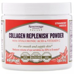 Коллаген с гиалуроновой кислотой и витамином C Collagen Replenish Powder ReserveAge Nutrition клубника гибискус 101 г