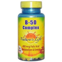 Комплекс вітаминів В B-50 Complex Nature's Life 100 таблеток